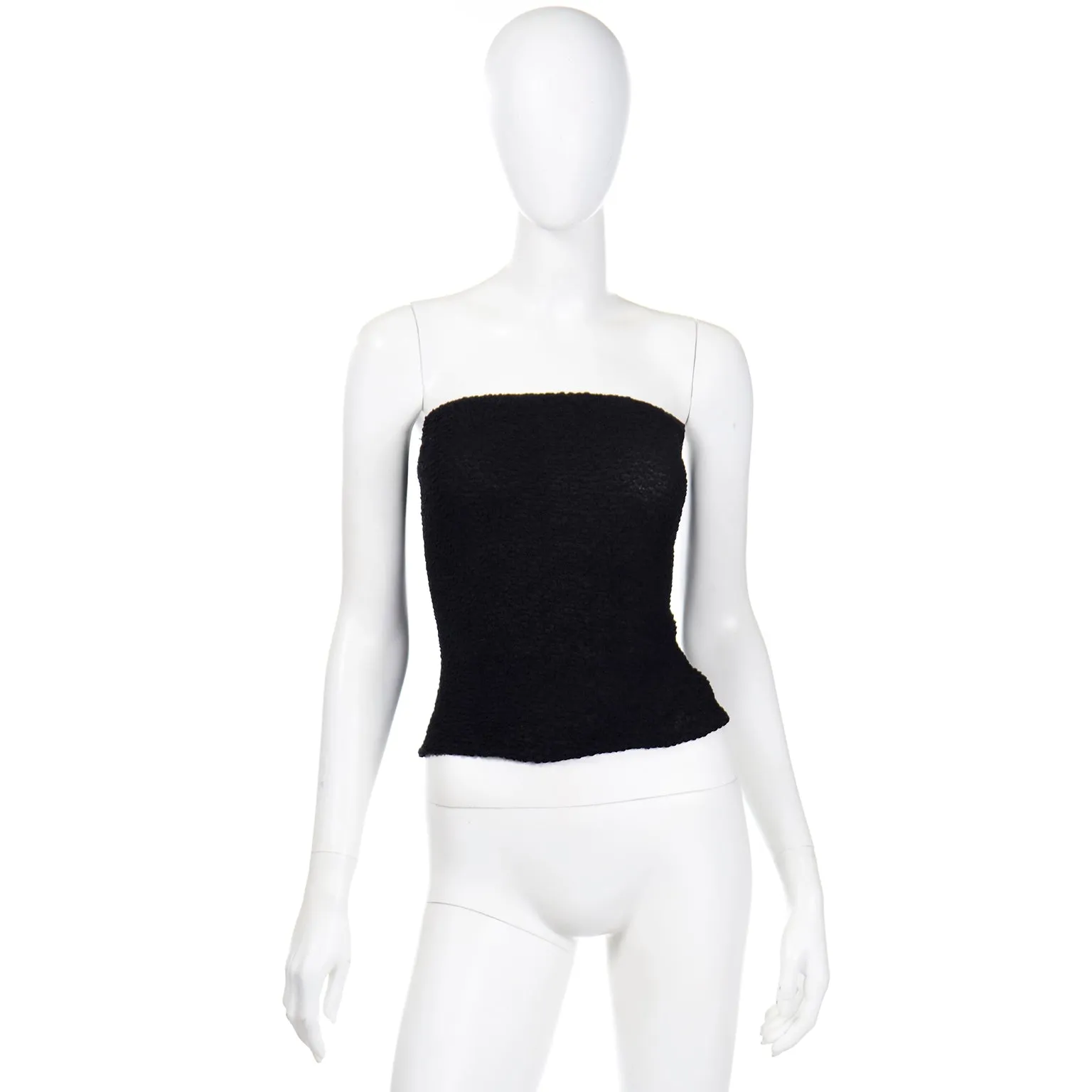 1970s Halston Vintage Black Stretch Tube Top