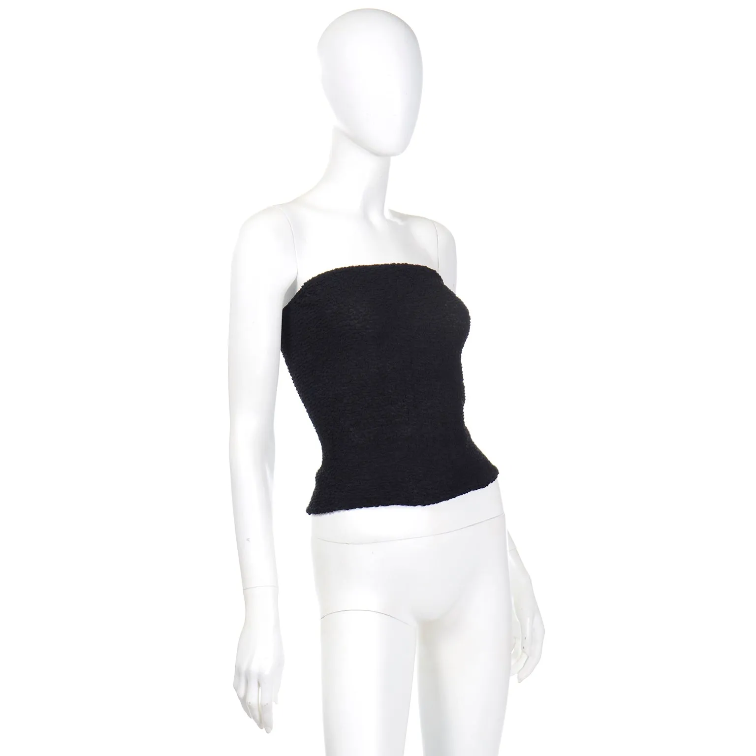 1970s Halston Vintage Black Stretch Tube Top