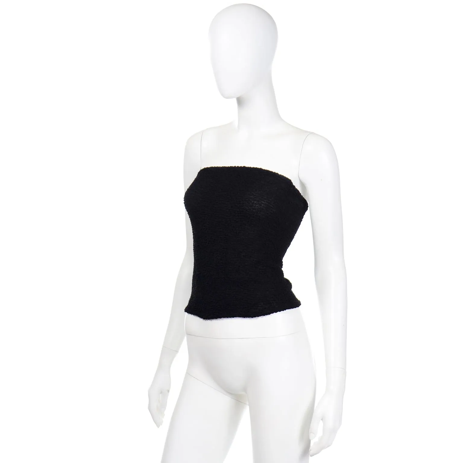 1970s Halston Vintage Black Stretch Tube Top