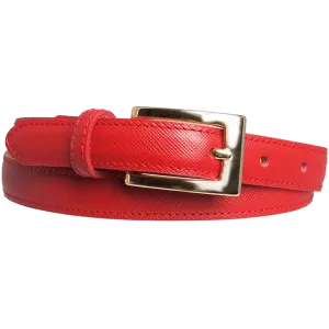 20 mm Saffiano Leather Belt Red