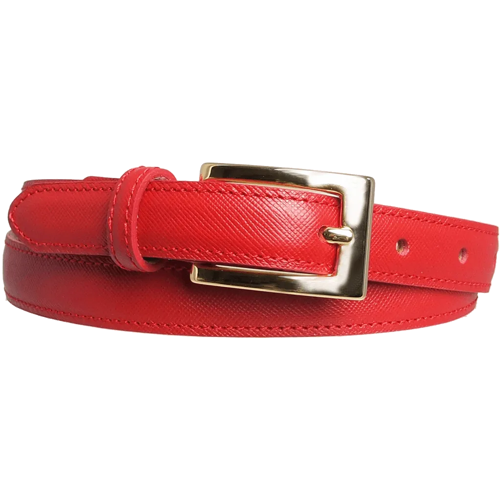 20 mm Saffiano Leather Belt Red