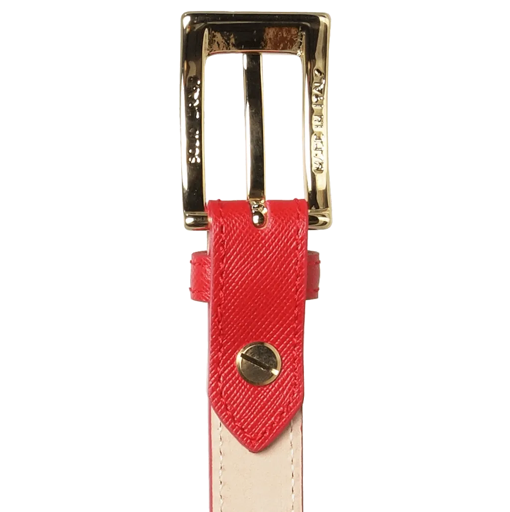 20 mm Saffiano Leather Belt Red