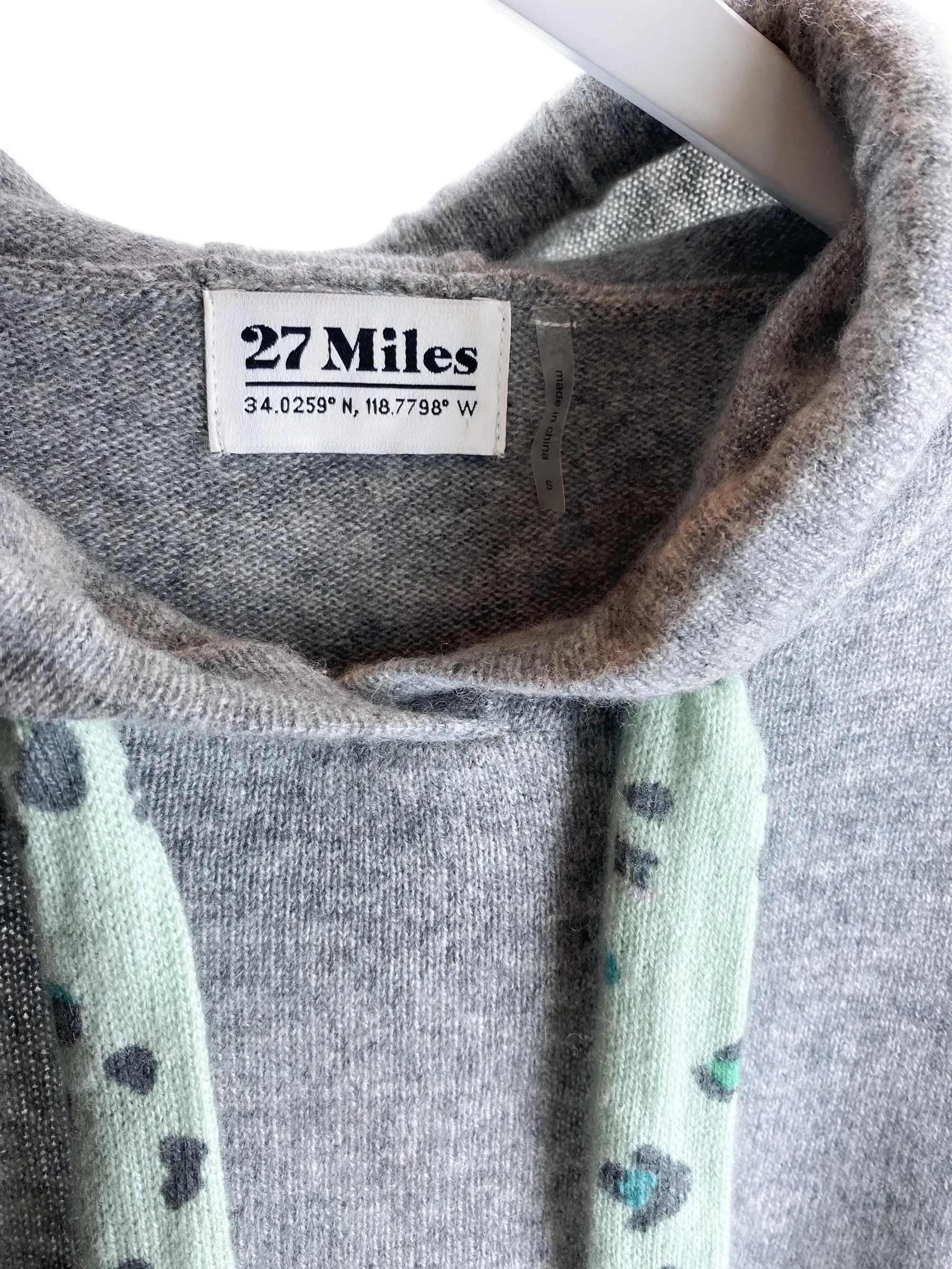 27 Miles Malibu Women's Cashmere Hoodie Sweater Grey Heather Size S