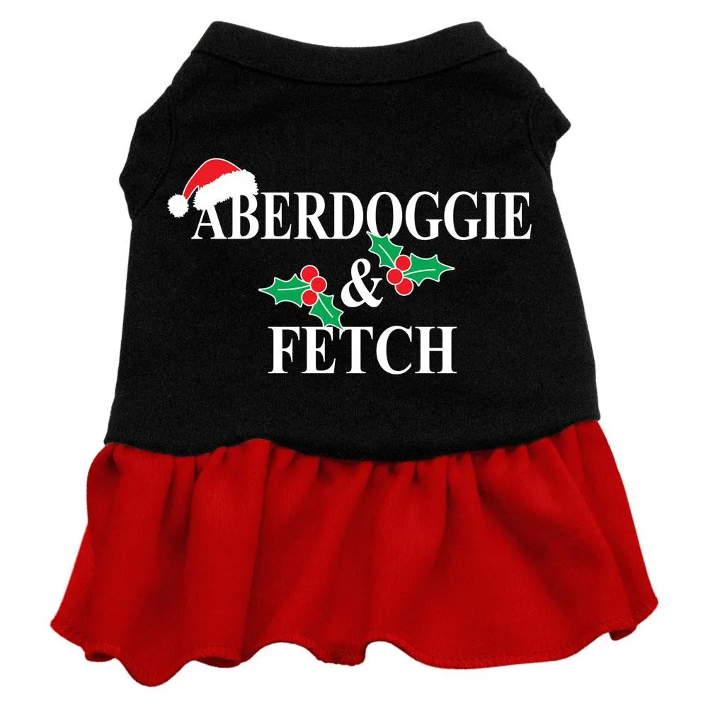 Aberdoggie Christmas Screen Print Dress Black with Red Med (12)