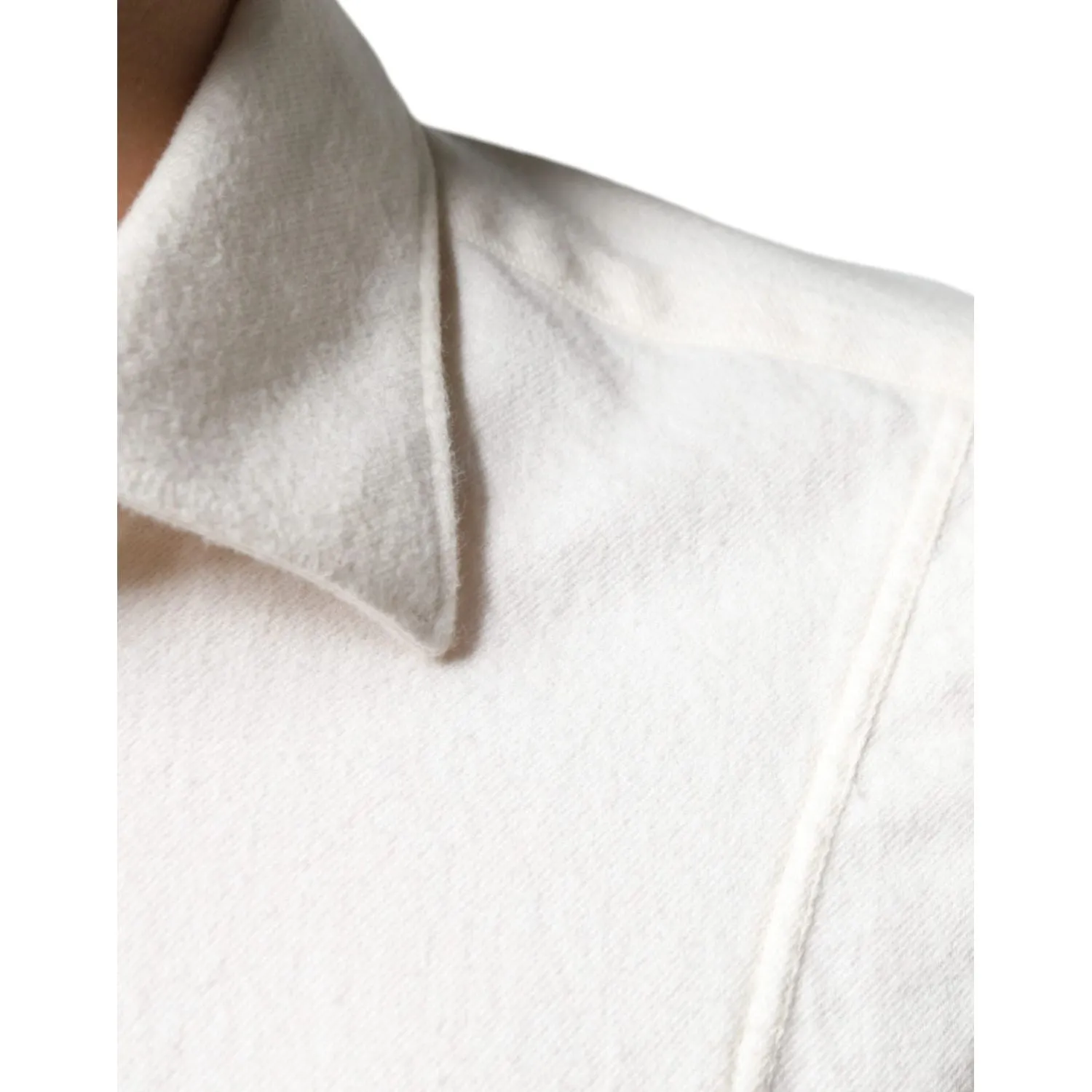 AGLINI Off White Cotton Collared Men Formal Dress Shirt