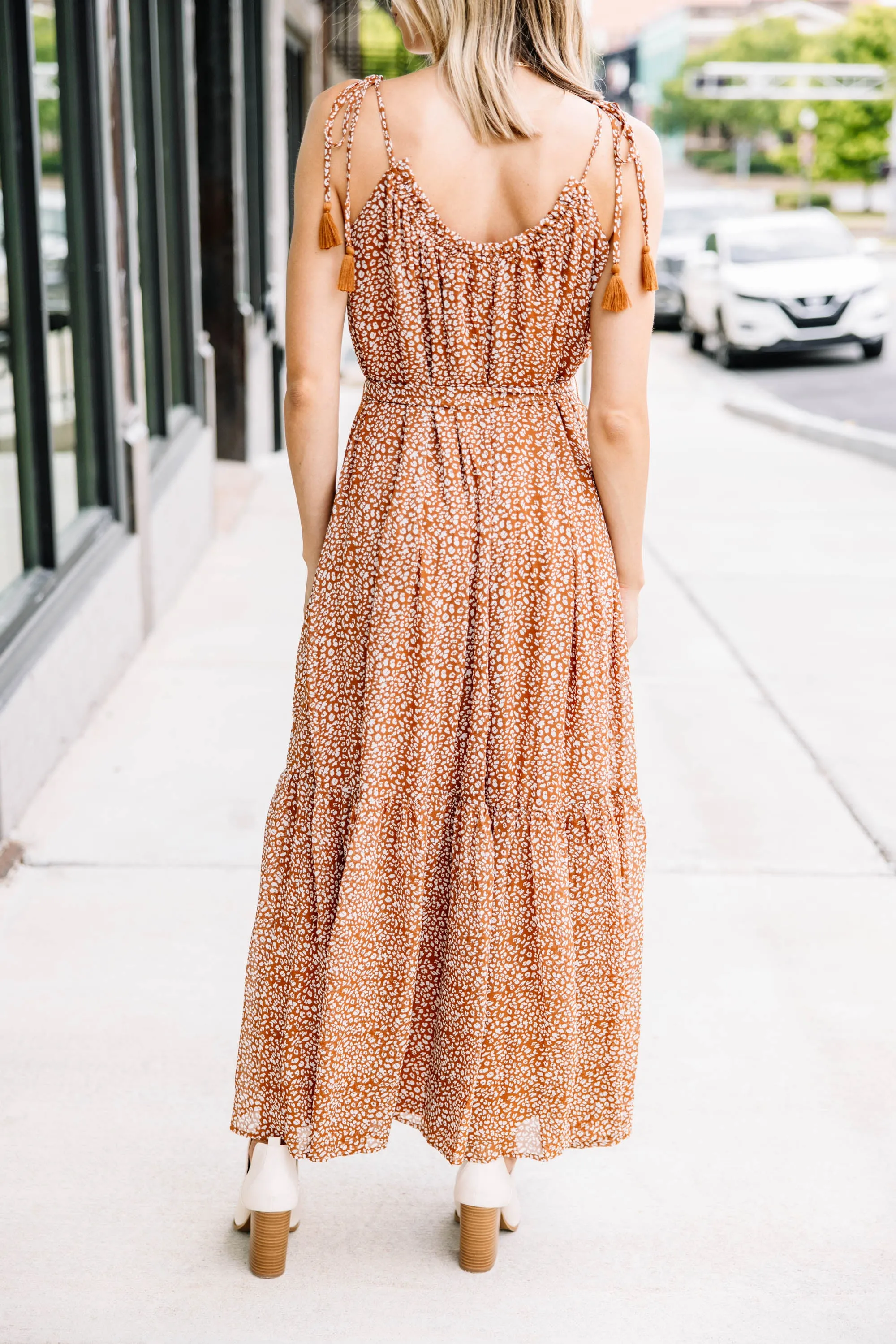 All Of Your Love Brown Ditsy Leopard Maxi Dress