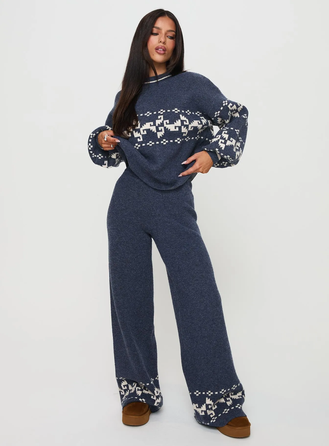 Alpine Knit Pants Navy / Cream