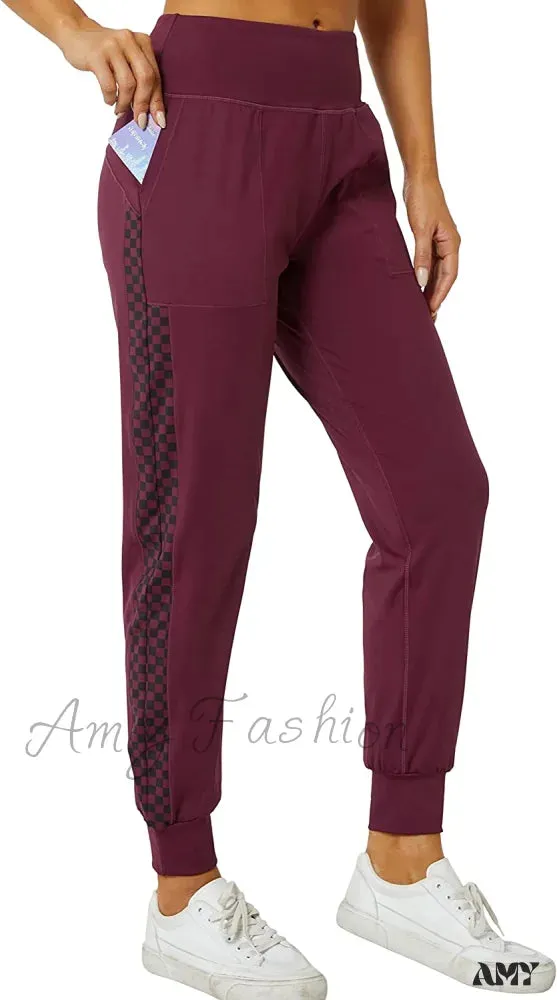 Amy Fashion - Women's Joggers with Pockets High Waisted Athletic Sports Pants