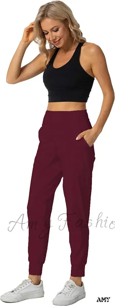 Amy Fashion - Women's Joggers with Pockets High Waisted Athletic Sports Pants