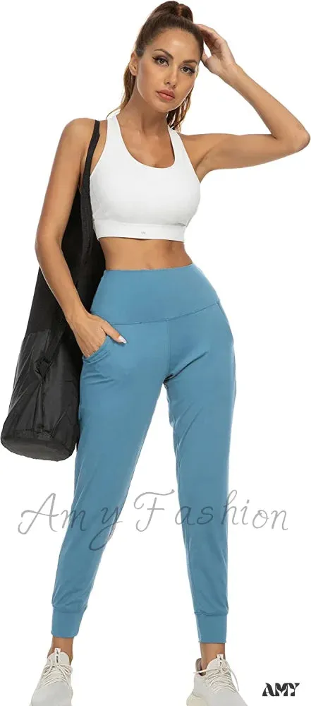 Amy Fashion - Women's Joggers with Pockets High Waisted Athletic Sports Pants