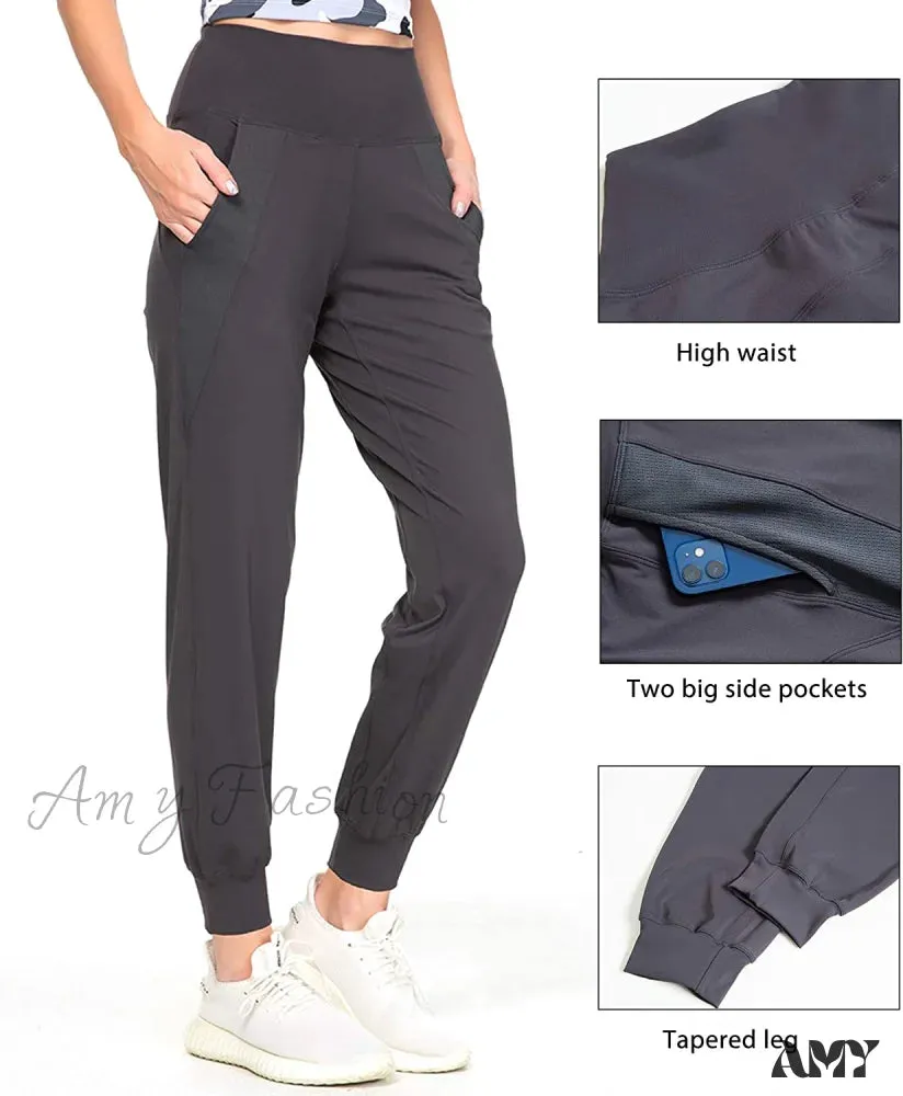 Amy Fashion - Women's Joggers with Pockets High Waisted Athletic Sports Pants