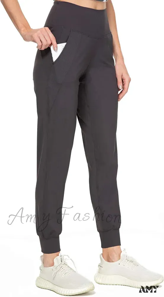 Amy Fashion - Women's Joggers with Pockets High Waisted Athletic Sports Pants