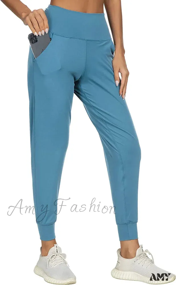 Amy Fashion - Women's Joggers with Pockets High Waisted Athletic Sports Pants