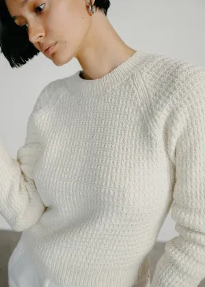 Barrett Waffle Knit Pullover, Alpaca Cotton, Cream