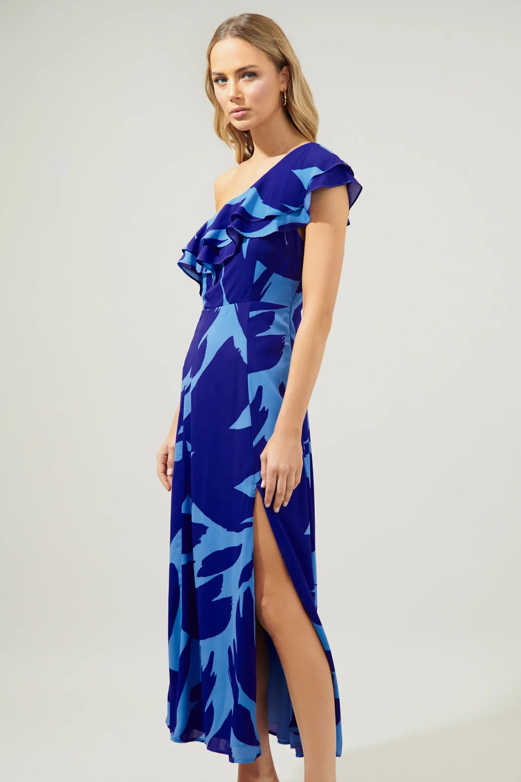 Big Wave Midori One Shoulder Sheath Maxi Dress