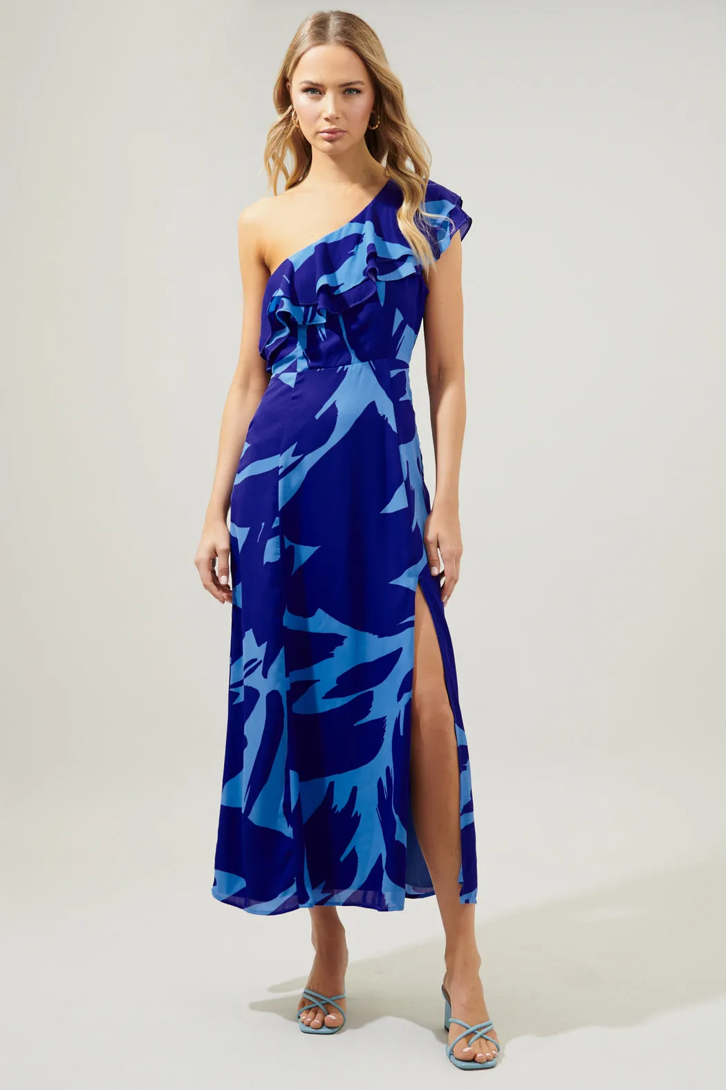 Big Wave Midori One Shoulder Sheath Maxi Dress