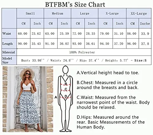 BTFBM Women 2023 Spring Summer Floral Long Skirts Casual Elastic High Waist Pleated Swing A Line Boho Beach Maxi Skirt(Floral Dark Blue, Medium)