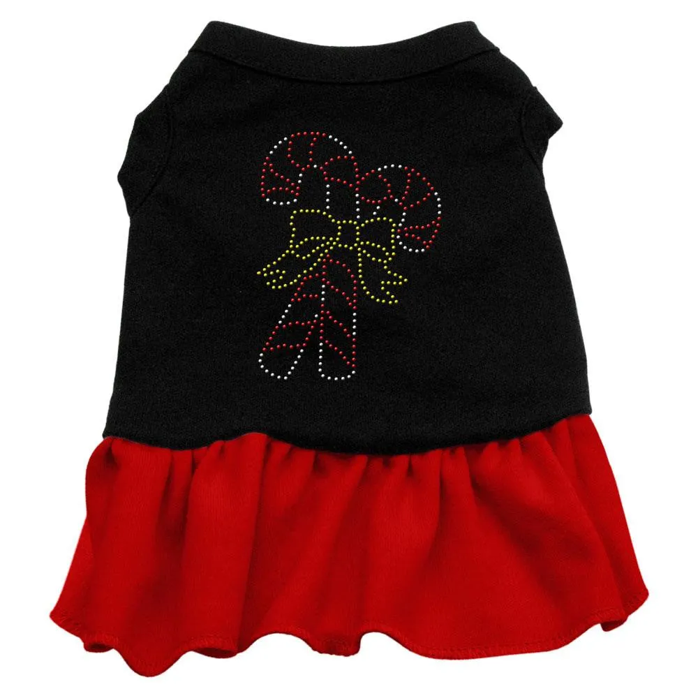 Candy Canes Rhinestone Dress Black with Red XS (8)