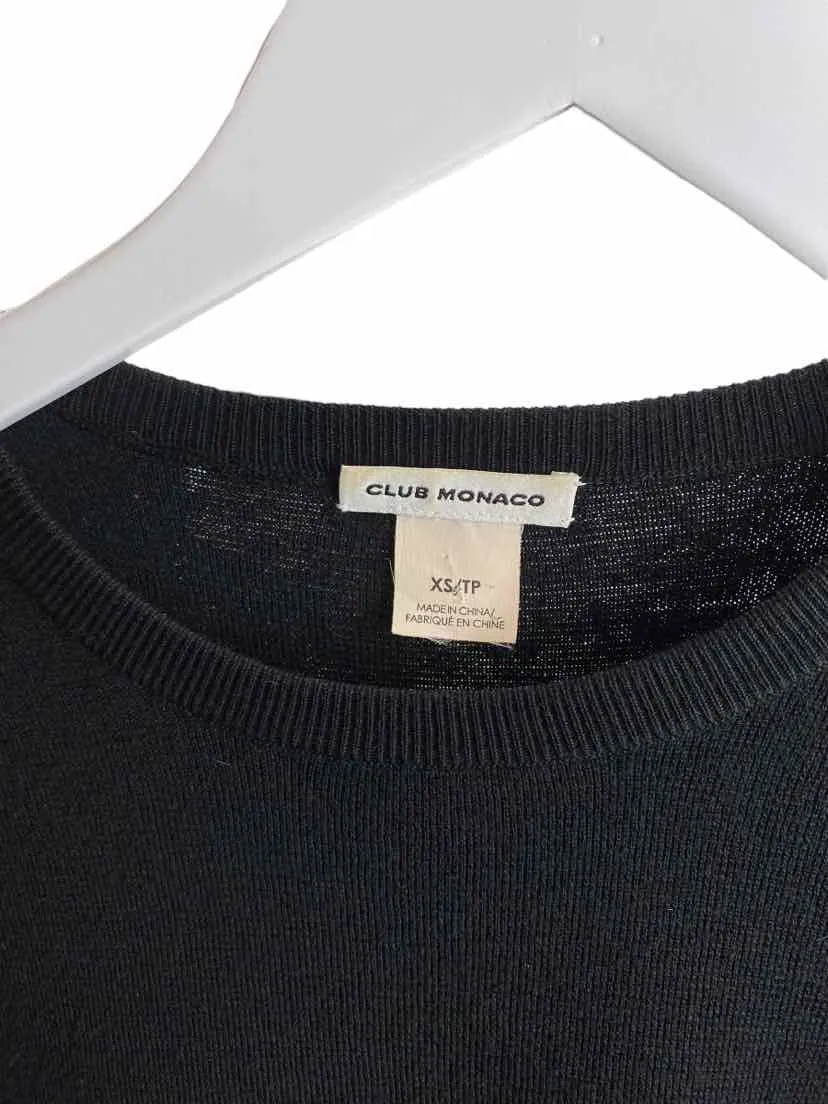 Club Monaco Women's Crewneck Sweater with Shirttail Black Size XS