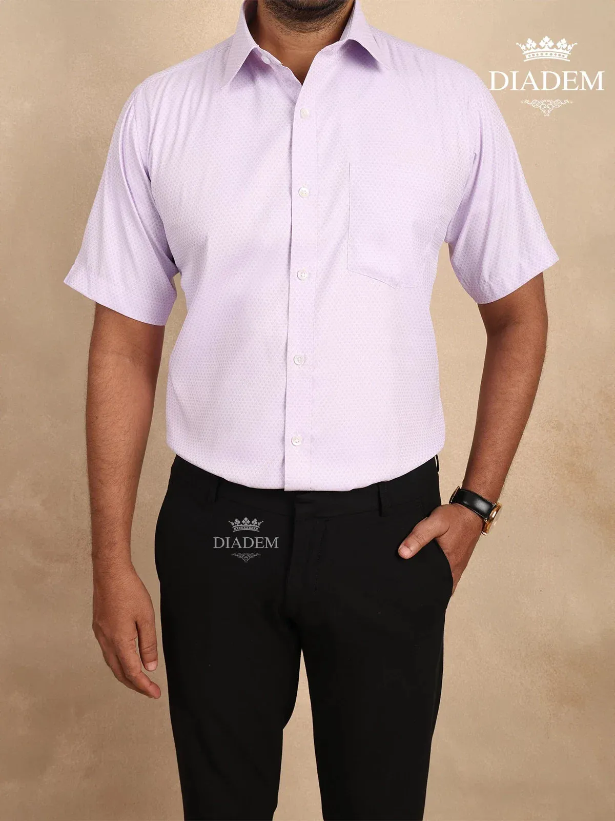 Cotton Half Sleeve Lavender Shirt