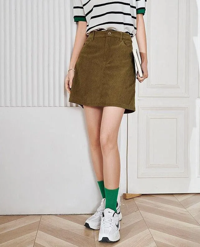 Dark Academia Corduroy Mini Skirt