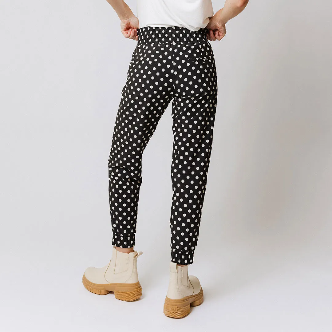 Destination Joggers, Black Polka Dot