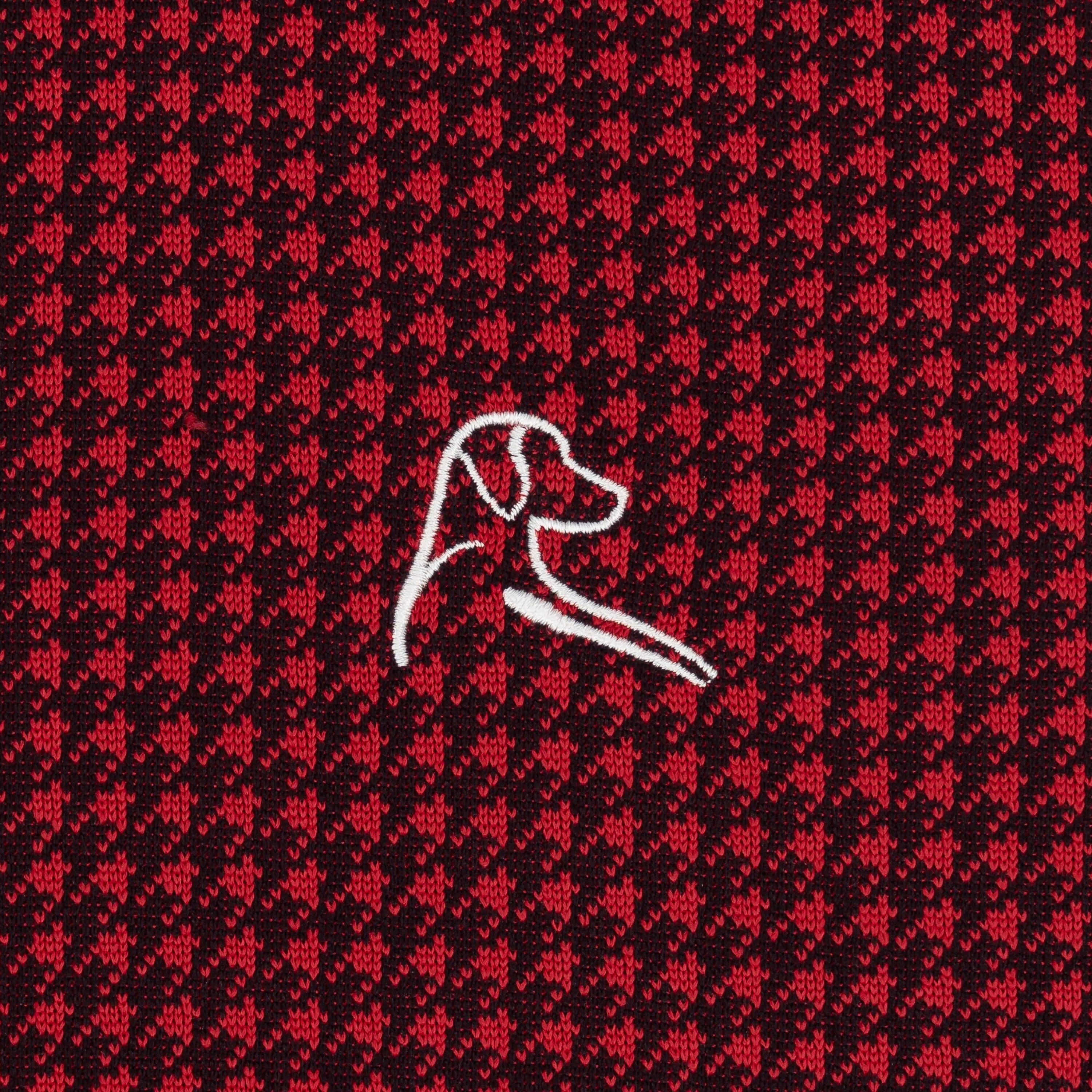 Dogstooth Houndstooth Jacquard Performance Q-Zip | The Dogstooth Houndstooth - Cardinal Red/Fleet Navy