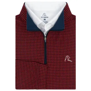 Dogstooth Houndstooth Jacquard Performance Q-Zip | The Dogstooth Houndstooth - Cardinal Red/Fleet Navy