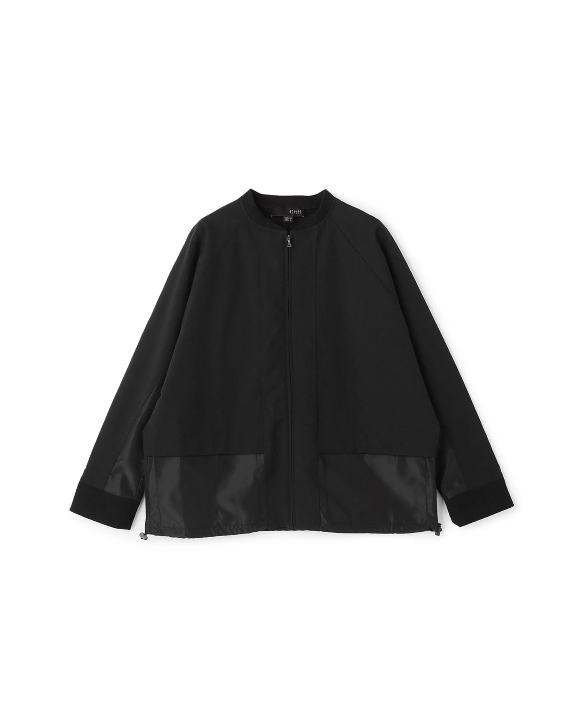 Drawstring Hem Nylon Mix Bomber Jacket