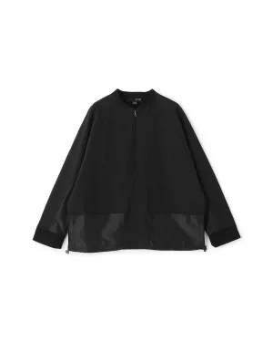 Drawstring Hem Nylon Mix Bomber Jacket