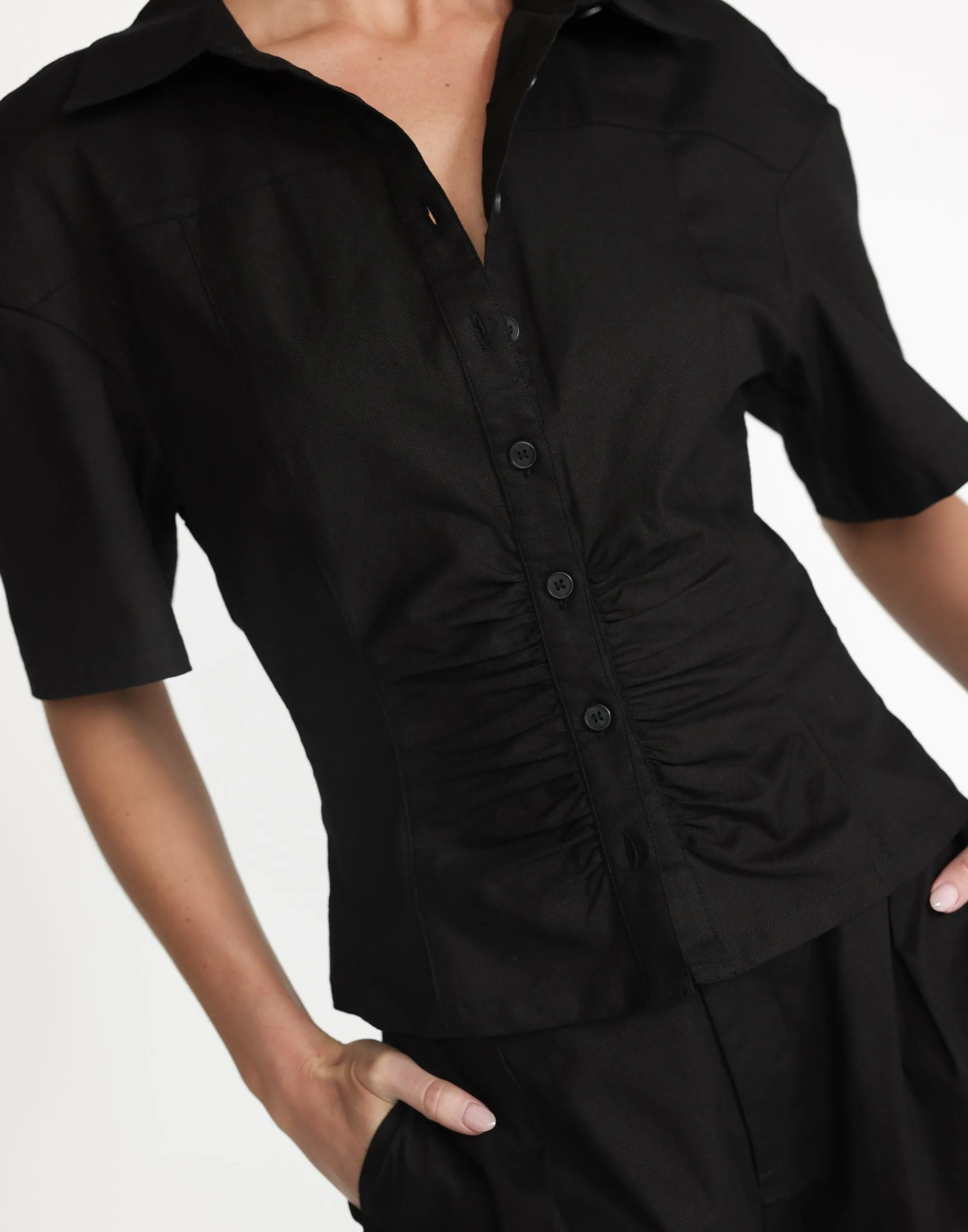 Etta Linen Top (Black)