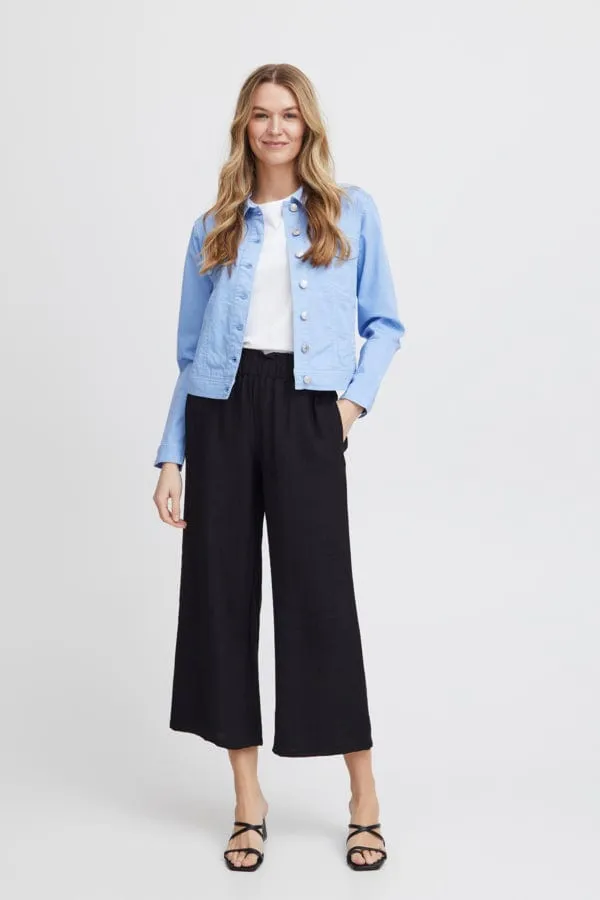 Fransa Cropped Wide Leg Trousers Black