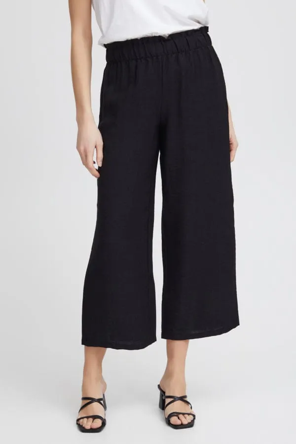 Fransa Cropped Wide Leg Trousers Black