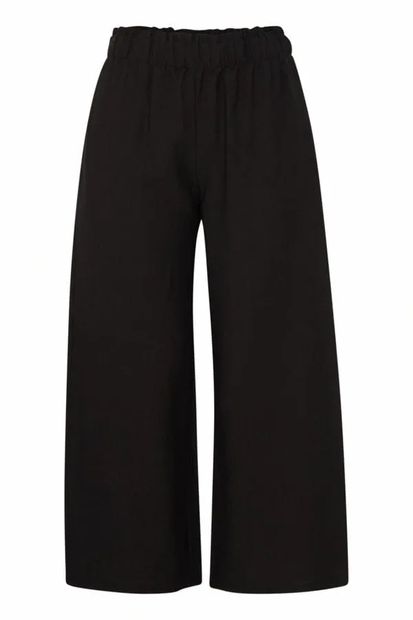 Fransa Cropped Wide Leg Trousers Black