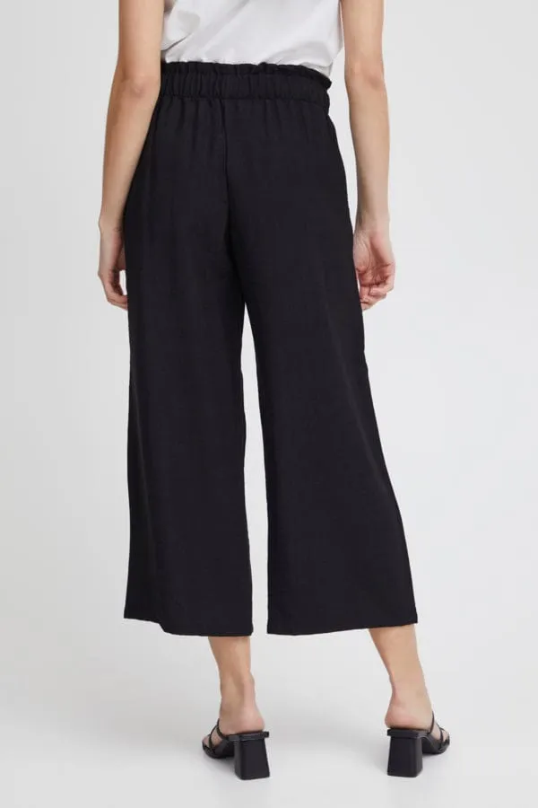 Fransa Cropped Wide Leg Trousers Black