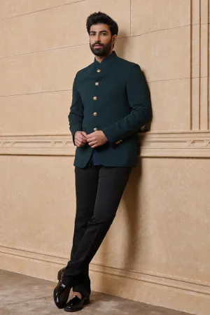 Green Classic Knit Bandhgala