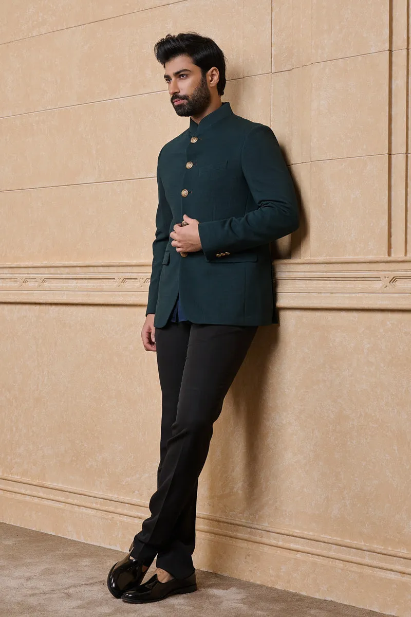 Green Classic Knit Bandhgala