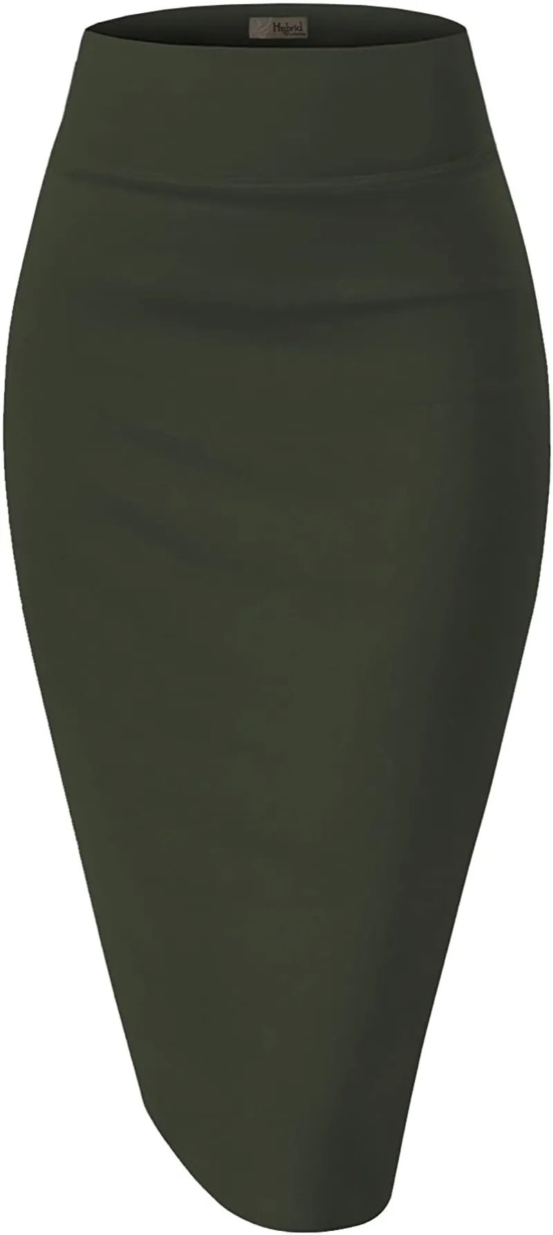 H&C Women Premium Nylon Ponte Stretch Office Pencil Skirt Made Below Knee Made in The USA