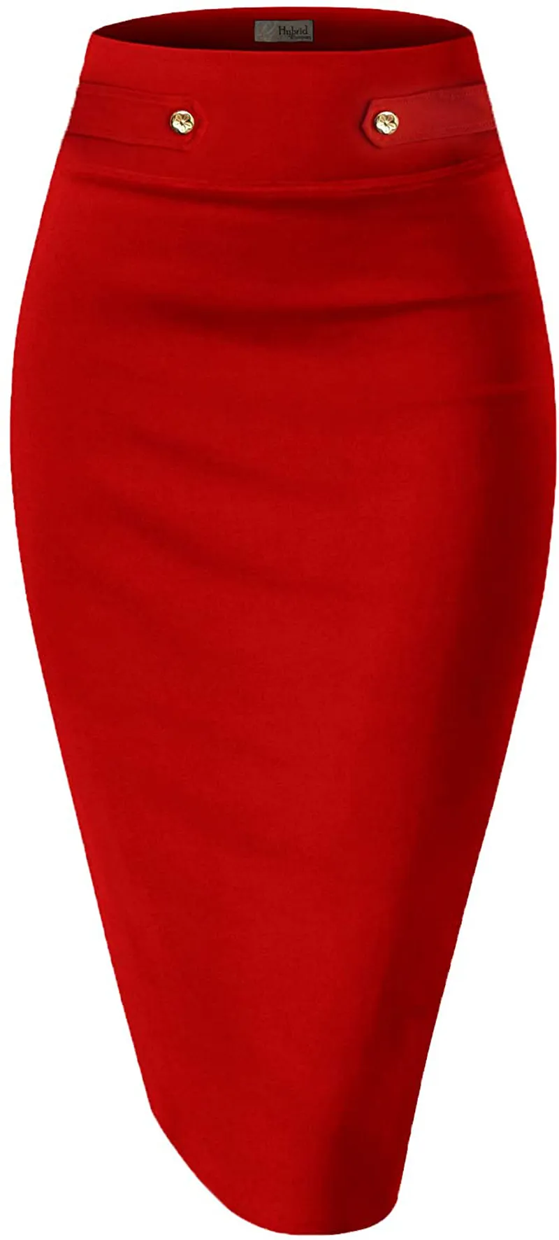 H&C Women Premium Nylon Ponte Stretch Office Pencil Skirt Made Below Knee Made in The USA