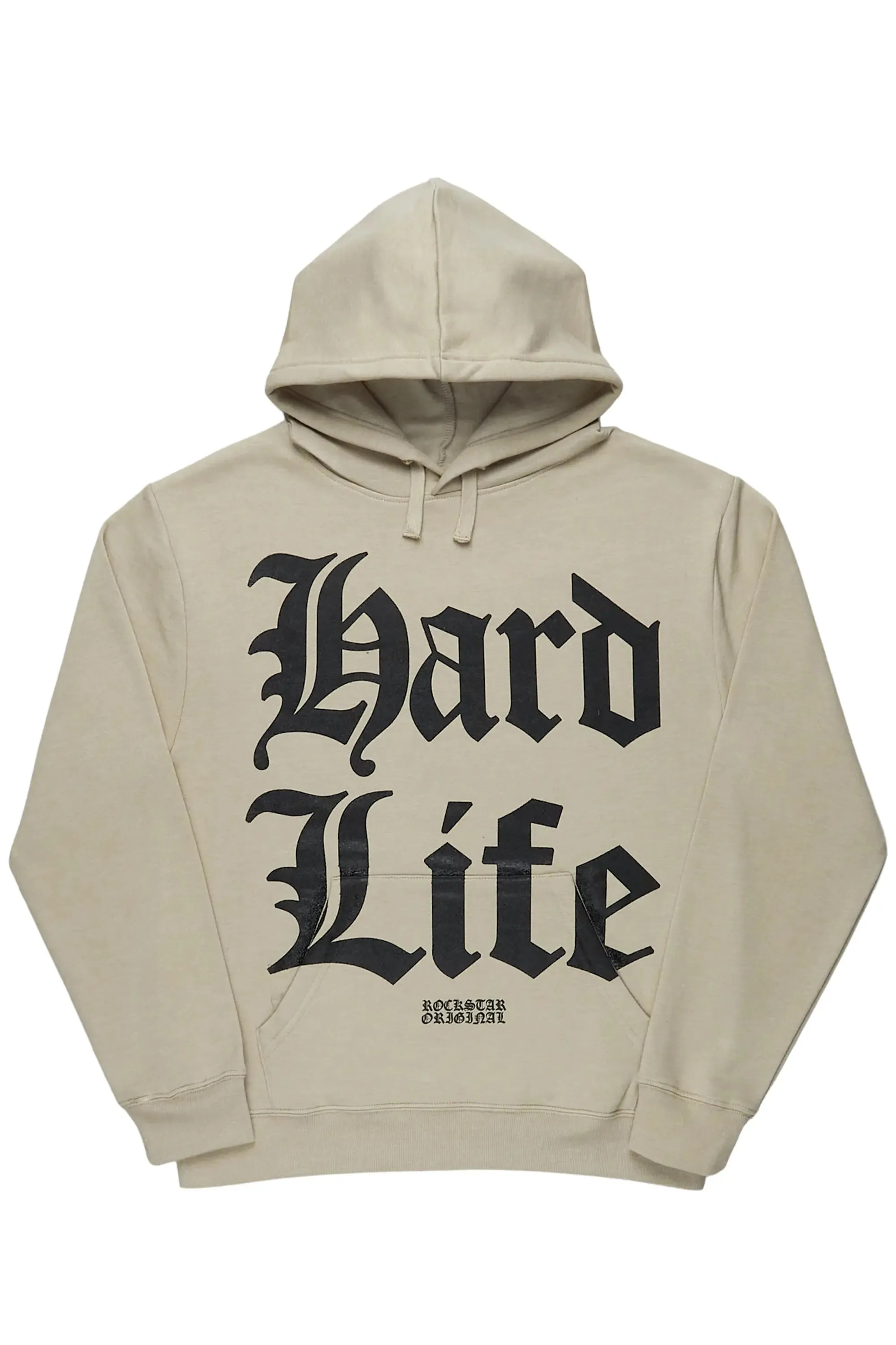 Hard Life Beige Graphic Hoodie