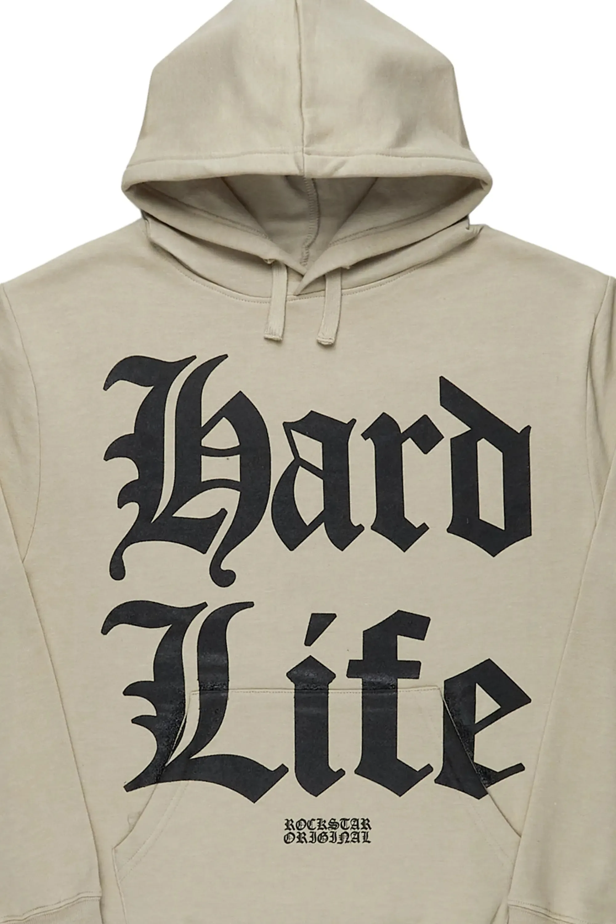 Hard Life Beige Graphic Hoodie