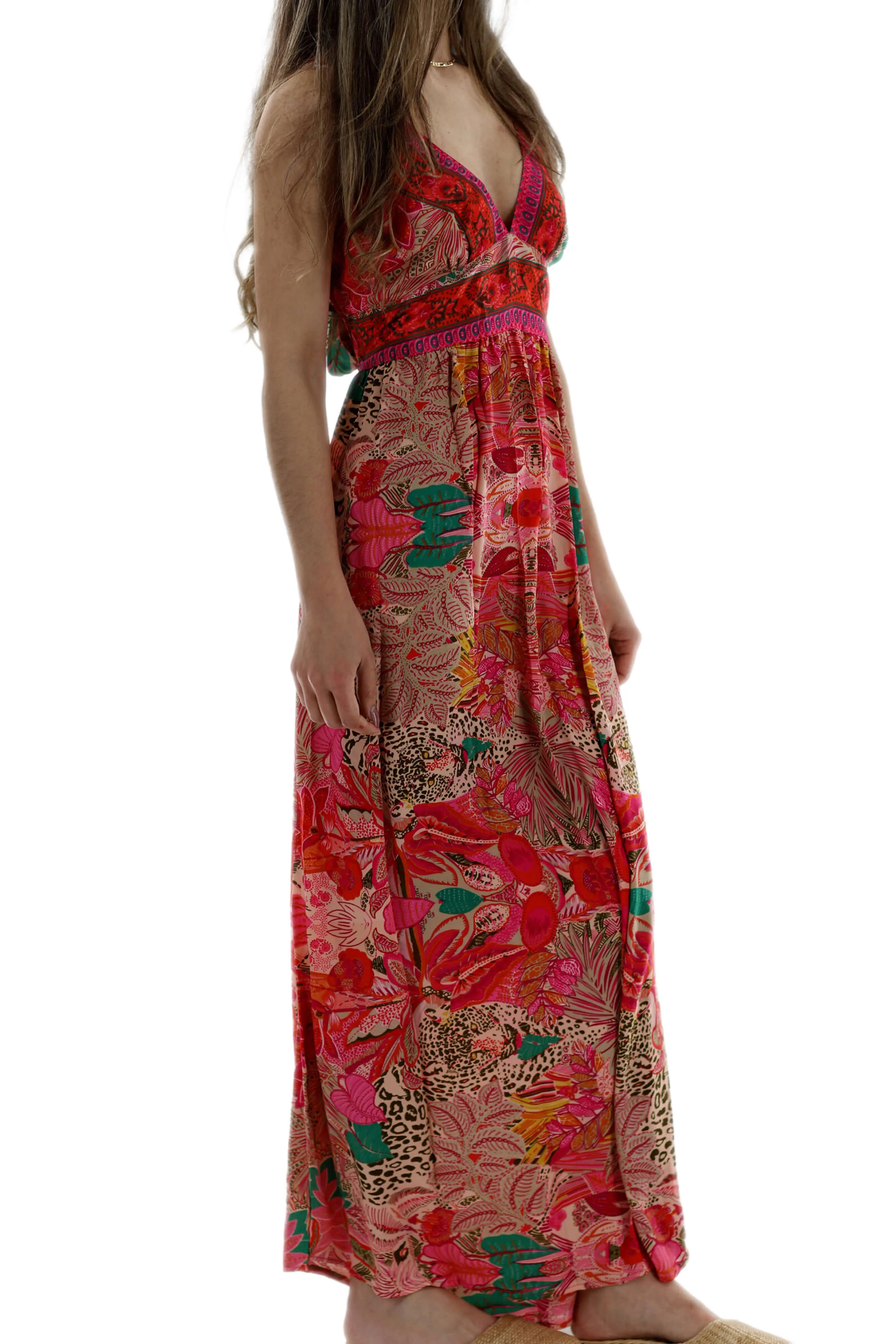 Long Flowy Floral 'Alessandra' Maxi Dress in Light Pink