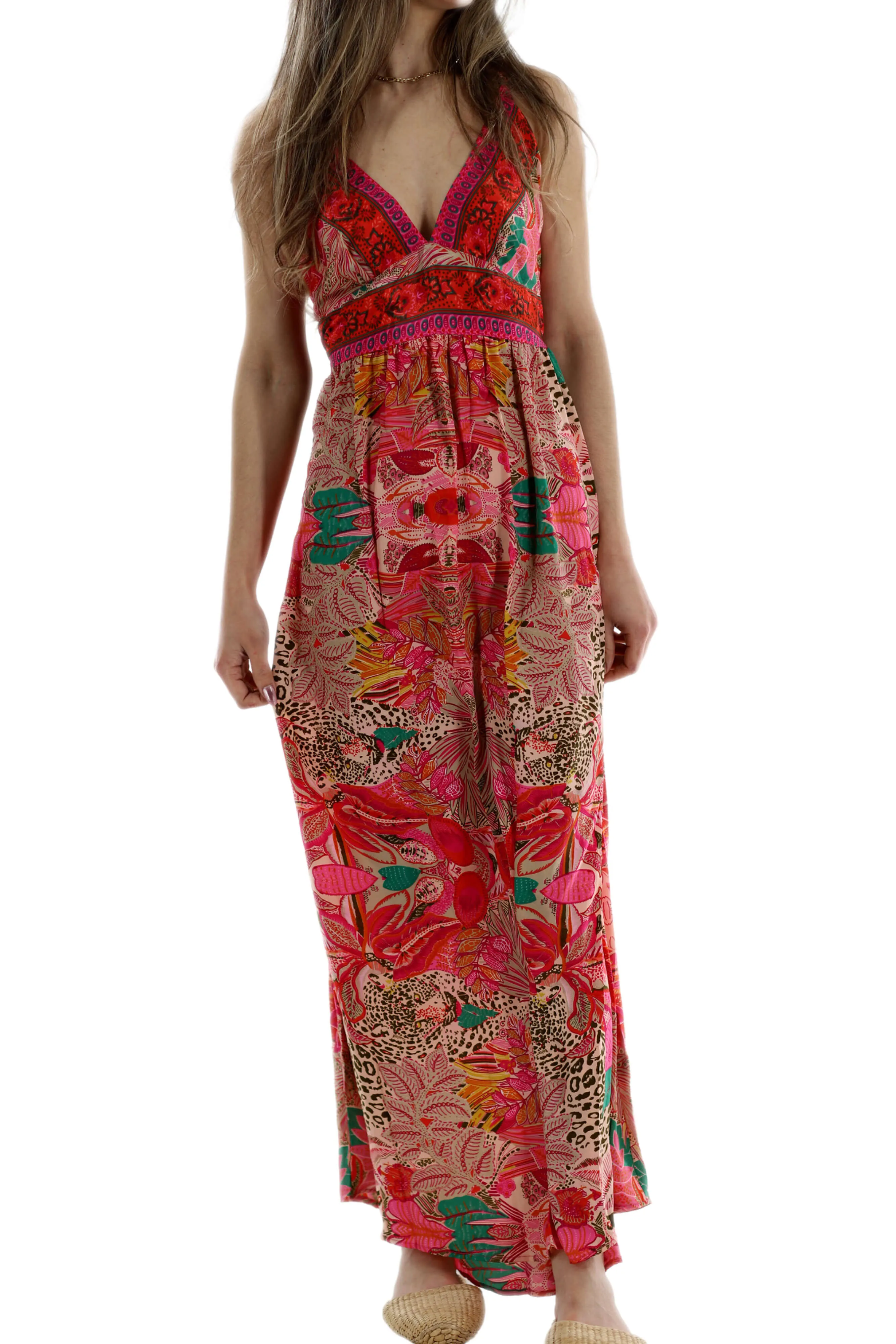 Long Flowy Floral 'Alessandra' Maxi Dress in Light Pink