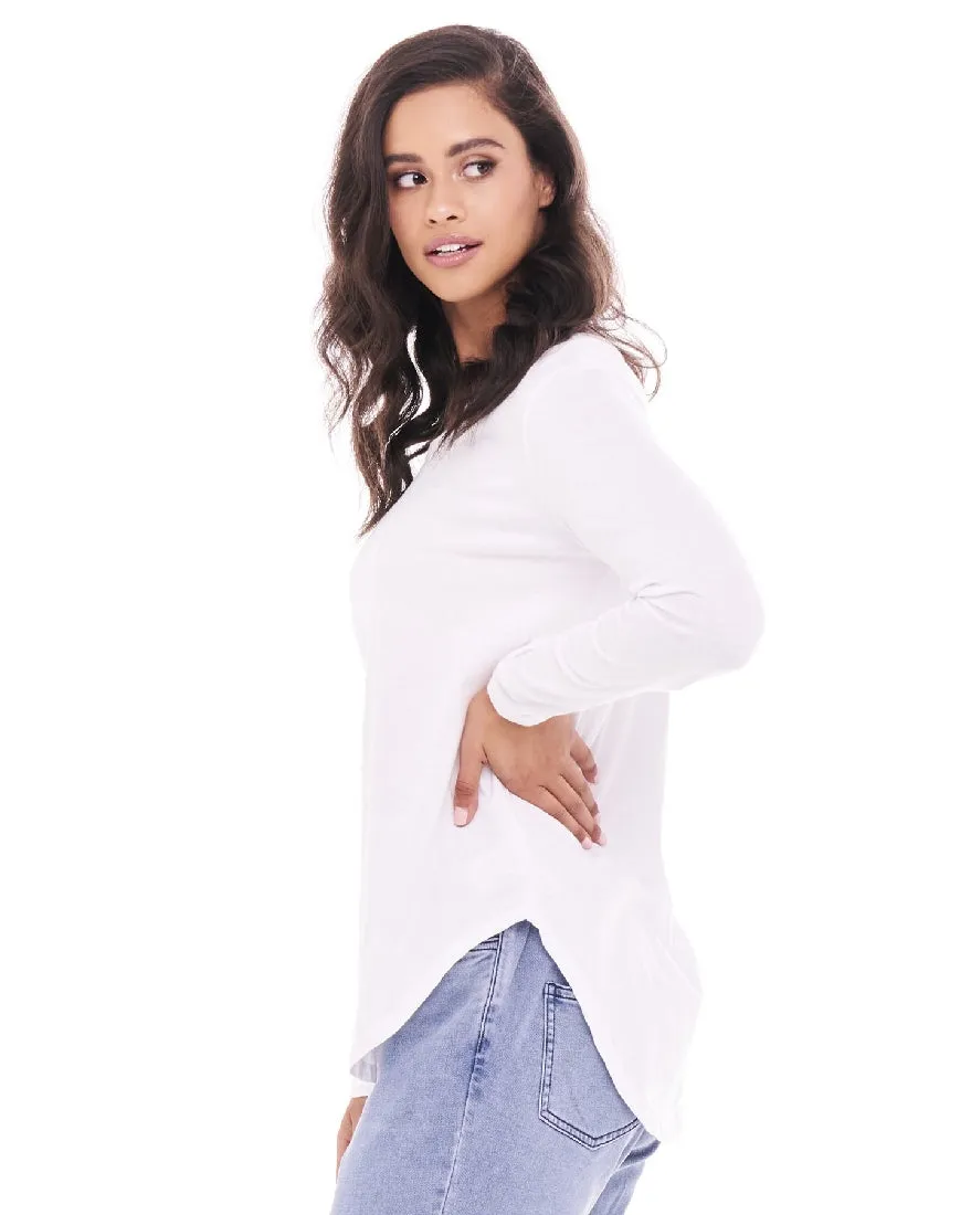 MEGAN LONG SLEEVE TOP - WHITE