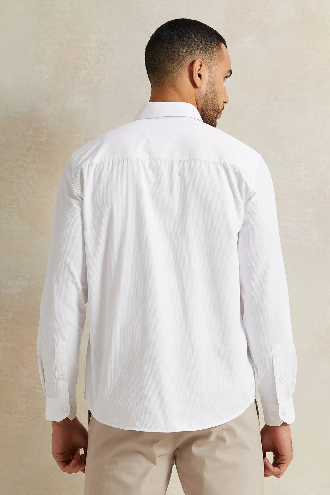 Men White Stand-Up Pack Shirt