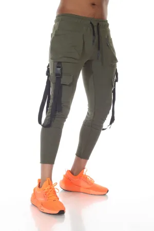 Milo Olive Fashion Jogger with Removable Suspenders