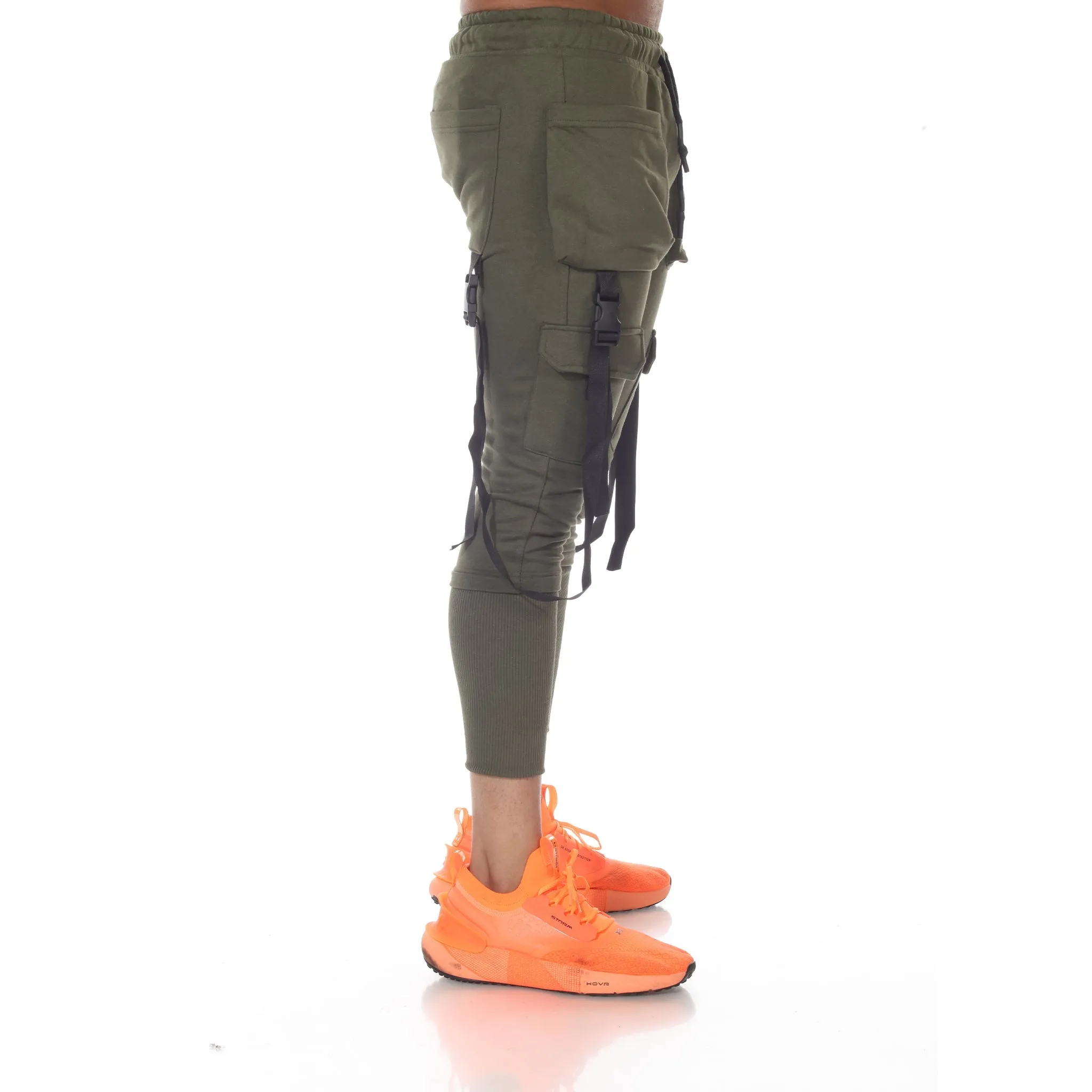 Milo Olive Fashion Jogger with Removable Suspenders