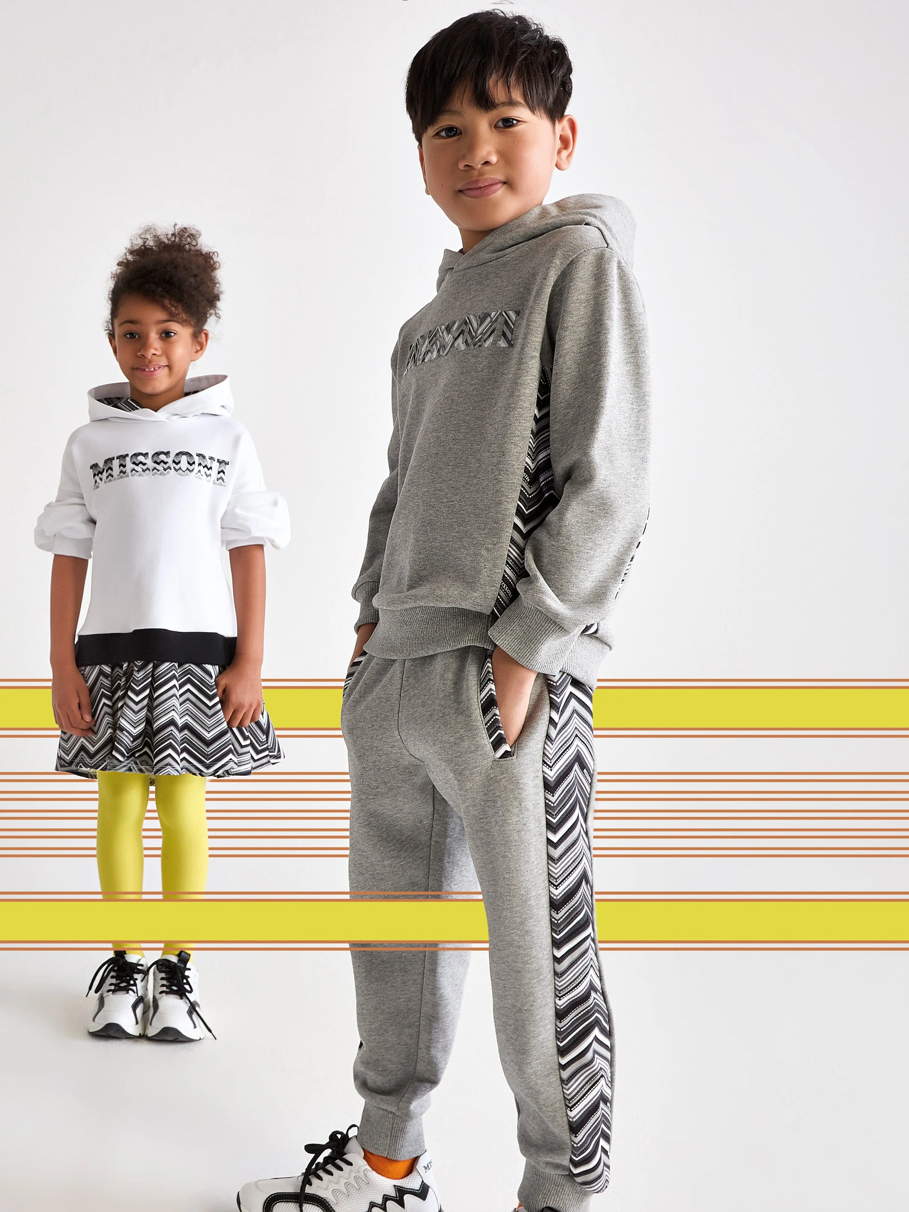 Missoni Boys Zigzag Trim Joggers in Grey