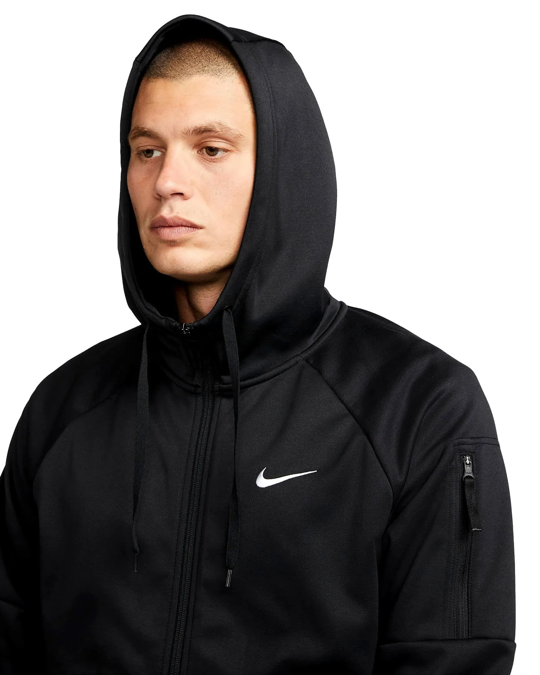 Nike Therma-FIT Men's Full-Zip Fitness Hoodie (as1, alpha, l, regular, regular, Black/White)