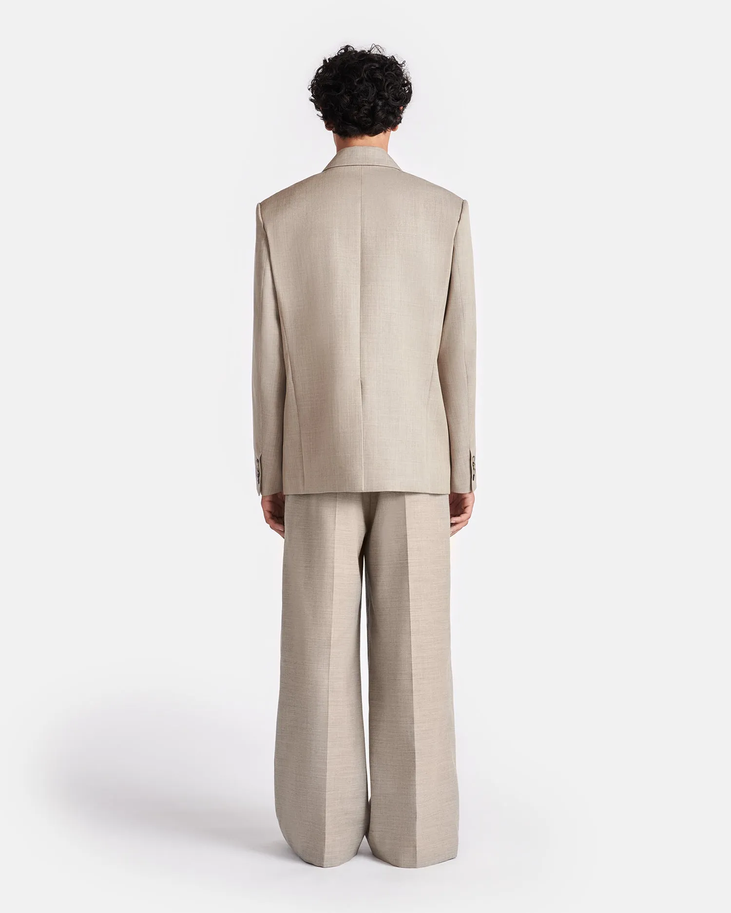 Nils - Pleated Twill Suiting Wide-Leg Pants - Taupe